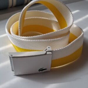 Lacoste Men's Belt in White and Yellow